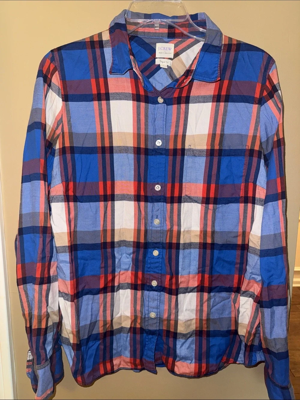J. Crew Plaid Perfect Fit Shirt women’s size Large L